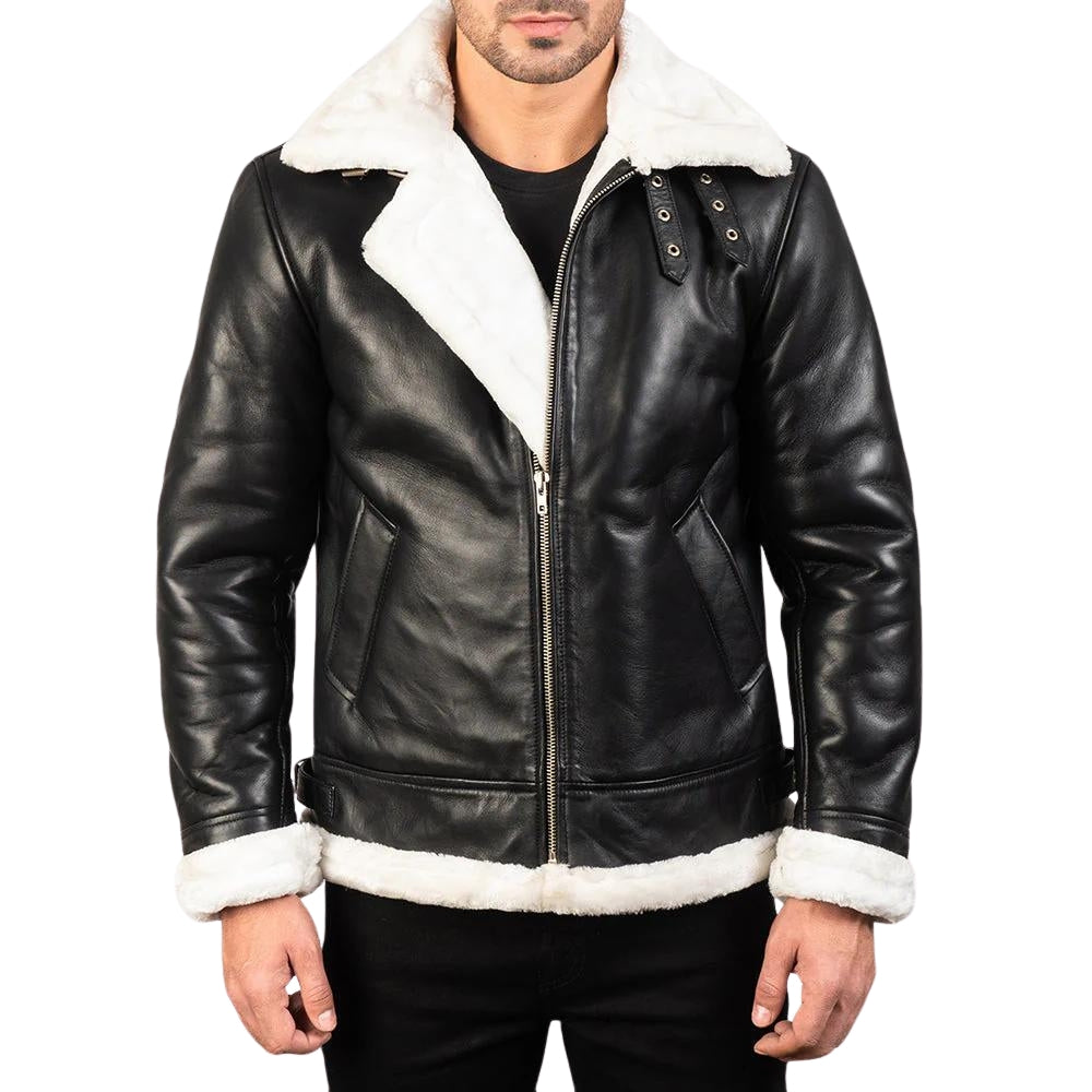 M-MLJ-01 MEN'S BLACK QUILTED LEATHER BIKER JACKET