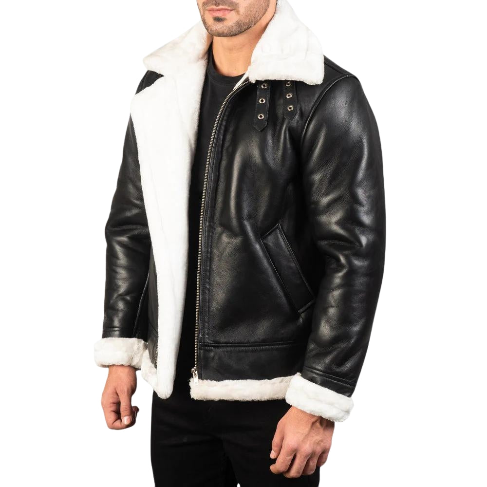 M-MLJ-01 MEN'S BLACK QUILTED LEATHER BIKER JACKET