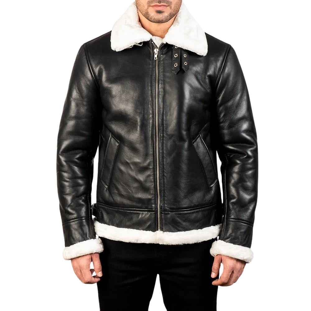 M-MLJ-01 MEN'S BLACK QUILTED LEATHER BIKER JACKET