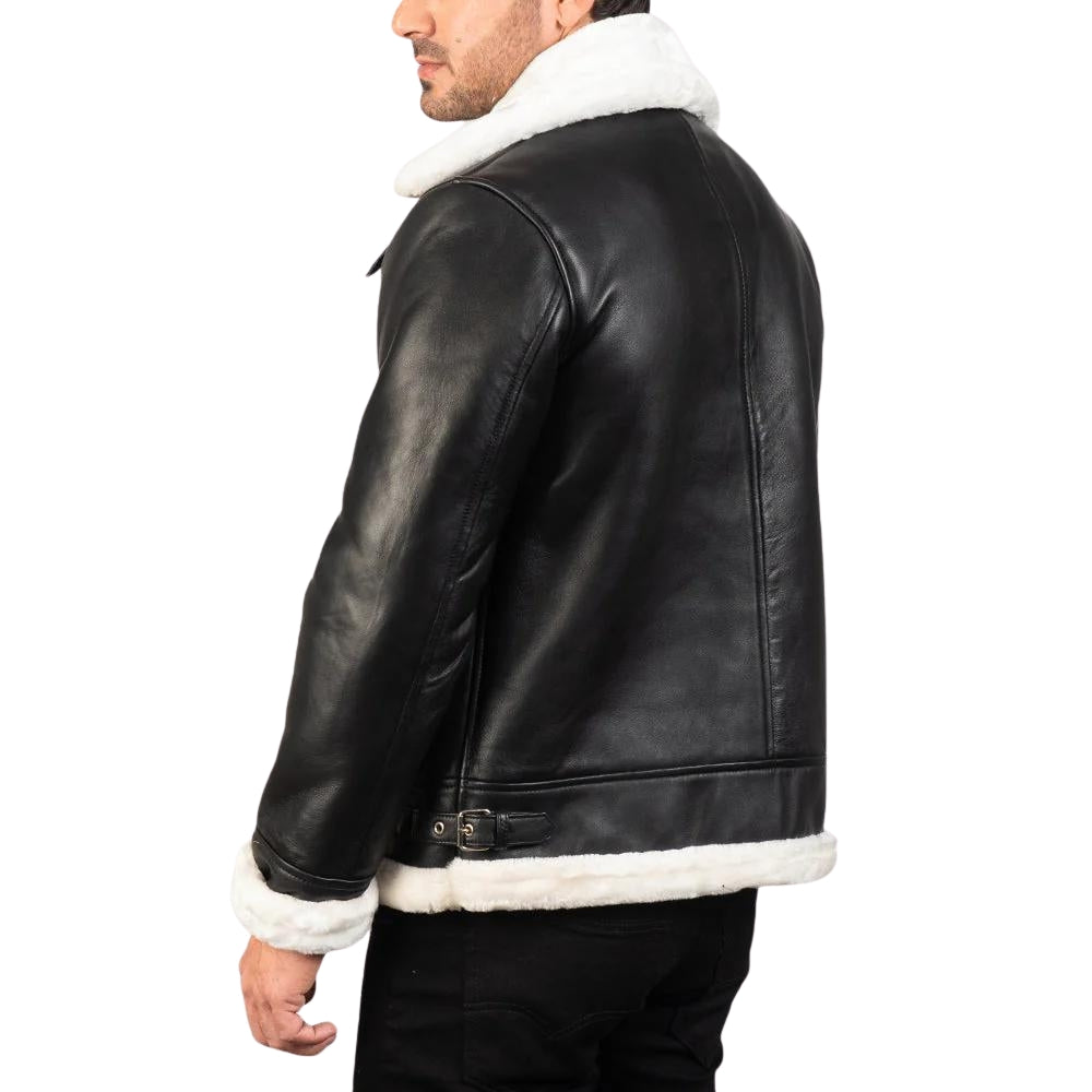 M-MLJ-01 MEN'S BLACK QUILTED LEATHER BIKER JACKET