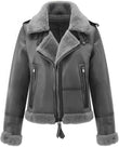 MEN'S GREY LEATHER SHEARLING BOMBER JACKET