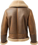 MEN'S BROWN LEATHER AVIATOR SHEARLING BOMBER JACKET