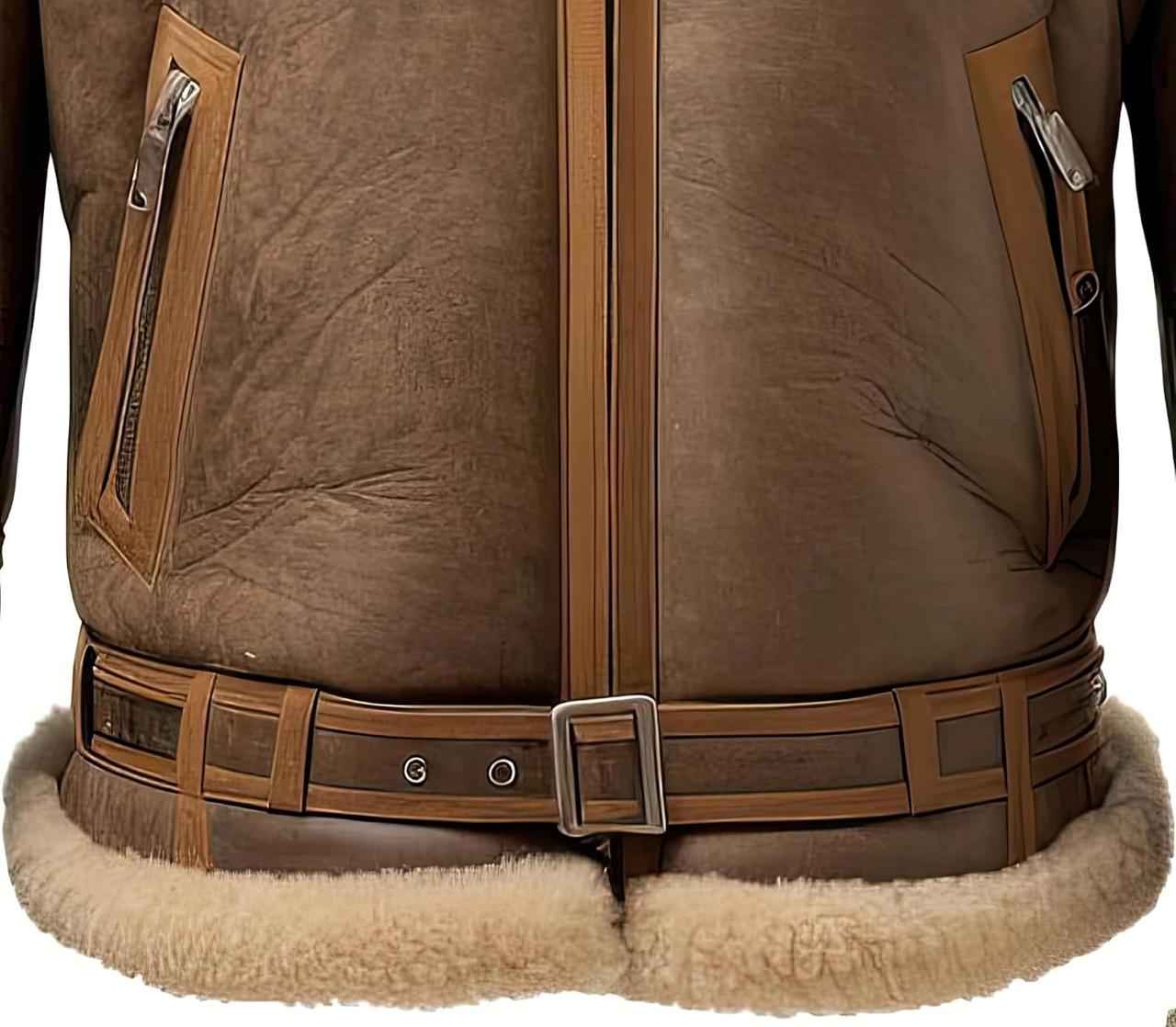 MEN'S BROWN LEATHER AVIATOR SHEARLING BOMBER JACKET