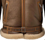 MEN'S BROWN LEATHER AVIATOR SHEARLING BOMBER JACKET