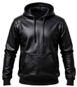 MEN'S BLACK LEATHER HOODIE