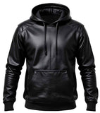 MEN'S BLACK LEATHER HOODIE