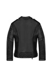MEN'S BLACK QUILTED LEATHER BIKER JACKET