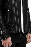 MEN'S BLACK QUILTED LEATHER BIKER JACKET
