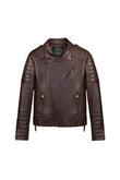 MEN'S BROWN QUILTED LEATHER BIKER JACKET