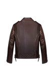 MEN'S BROWN QUILTED LEATHER BIKER JACKET