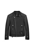 MEN'S REFINED BIKER OIL BLACK LEATHER JACKET
