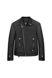 MEN'S REFINED BIKER OIL BLACK LEATHER JACKET