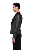 MEN'S REFINED BIKER OIL BLACK LEATHER JACKET