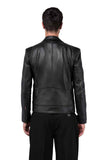 MEN'S REFINED BIKER OIL BLACK LEATHER JACKET