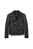 MEN'S REFINED BIKER BLACK LEATHER JACKET STUDDED
