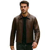 MEN'S BROWN LEATHER WESTERN YOKE JACKET