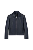 MEN'S NAVY BLUE LEATHER WESTERN YOKE JACKET