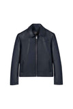 MEN'S NAVY BLUE LEATHER WESTERN YOKE JACKET