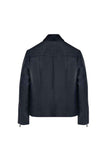 MEN'S NAVY BLUE LEATHER WESTERN YOKE JACKET