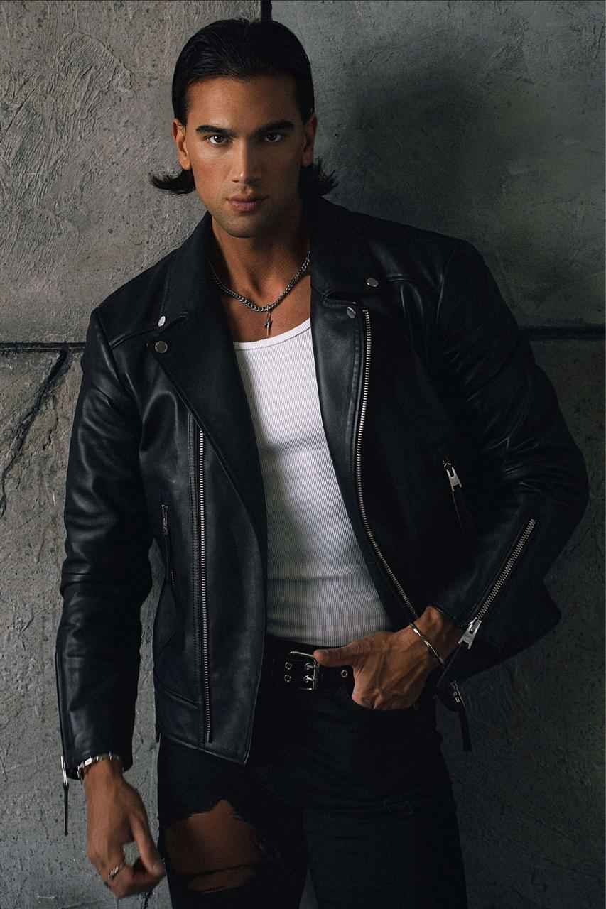 MEN'S V-FIT RENEGADE BLACK LEATHER JACKET