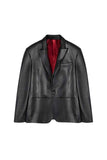 MEN'S OIL BLACK LEATHER BLAZER JACKET