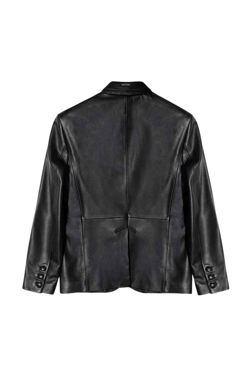 MEN'S OIL BLACK LEATHER BLAZER JACKET