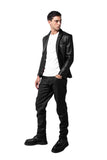 MEN'S OIL BLACK LEATHER BLAZER JACKET
