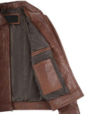 MEN'S BROWN LEATHER SHIRT COLLAR JACKET