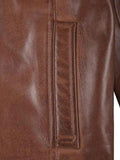 MEN'S BROWN LEATHER SHIRT COLLAR JACKET