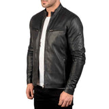 MEN'S BLACK LEATHER CAFE RACER JACKET