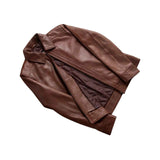 MEN'S BROWN LEATHER SHIRT COLLAR JACKET