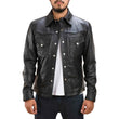 MEN'S BLACK LEATHER WESTERN SHIRT JACKET