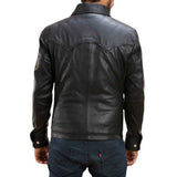 MEN'S BLACK LEATHER WESTERN SHIRT JACKET