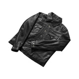 MEN'S BLACK LEATHER WESTERN SHIRT JACKET