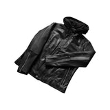 MEN'S BLACK HOODED LEATHER JACKET