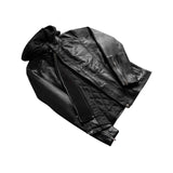 MEN'S BLACK HOODED LEATHER JACKET
