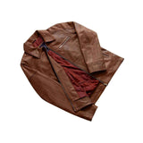 MEN'S BROWN LEATHER SHIRT COLLAR JACKET