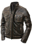 MEN'S VINTAGE DISTRESSED BROWN LEATHER JACKET