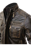MEN'S VINTAGE DISTRESSED BROWN LEATHER JACKET