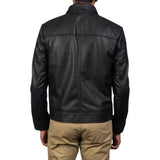 MEN'S CLASSIC BLACK LEATHER COLLARED JACKET