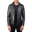 MEN'S ASYMMETRICAL BLACK LEATHER JACKET