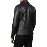 MEN'S ASYMMETRICAL BLACK LEATHER JACKET