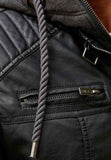MEN'S BLACK HOODED QUILTED LEATHER JACKET