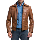 MEN’S OLD SCHOOL BROWN LEATHER JACKET