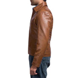 MEN’S OLD SCHOOL BROWN LEATHER JACKET