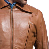 MEN’S OLD SCHOOL BROWN LEATHER JACKET