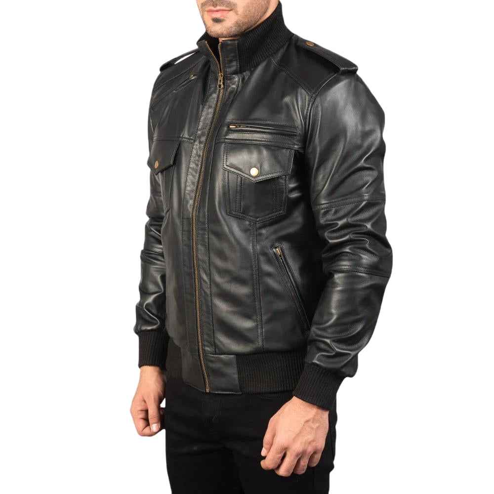 MEN’S AGENT SHADOW BLACK LEATHER JACKET
