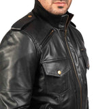 MEN’S AGENT SHADOW BLACK LEATHER JACKET