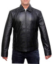 MEN'S REEVES BLACK SHIRT COLLAR VINTAGE BLACK LEATHER JACKET