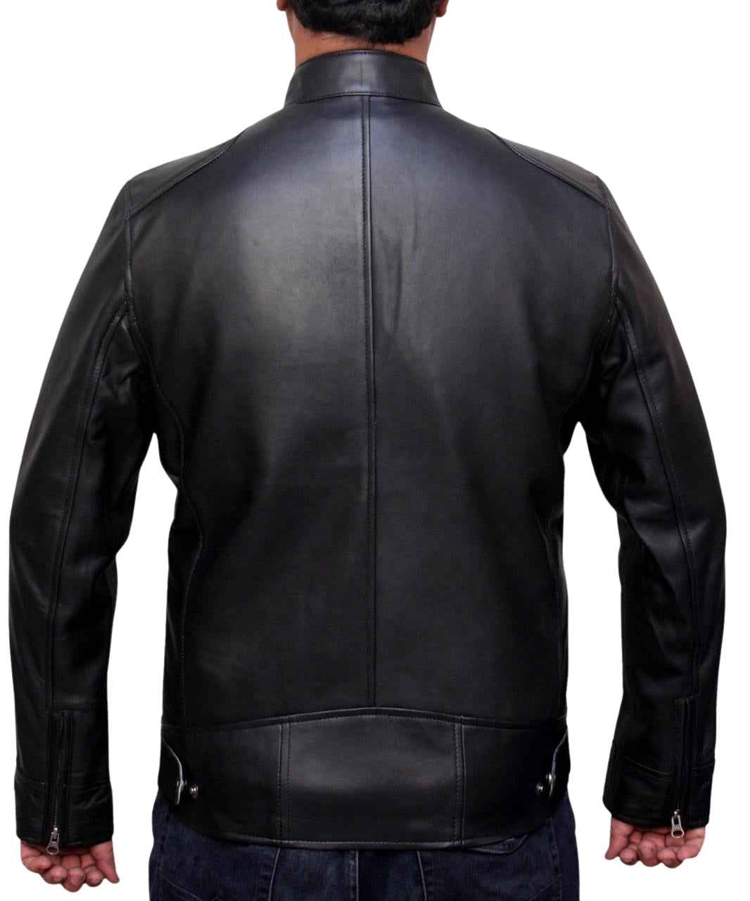 MEN'S REEVES BLACK SHIRT COLLAR VINTAGE BLACK LEATHER JACKET